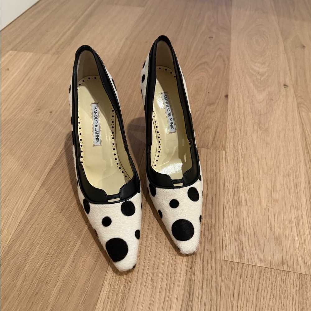 NEW Manolo Blahnik Calf hair Dot Women's Pumps 38